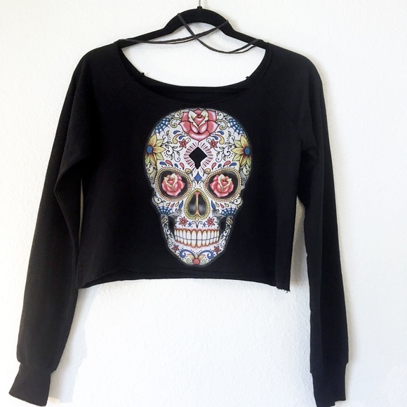 Miami Style Tops - Miami Style Tattoo Sugar Skull Crop Shirt